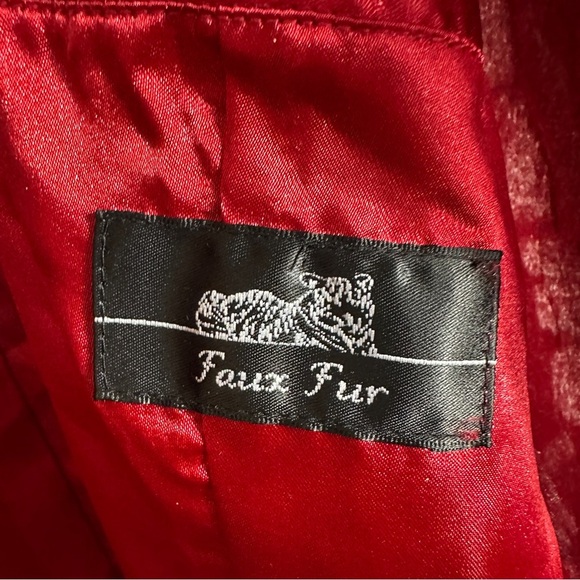 Adrienne Landau red faux fur 2X coat, snakeskin pattern, fall, autumn - Picture 8 of 13